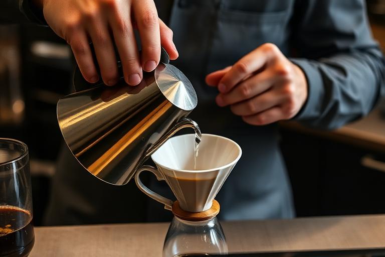 Barista preparando café