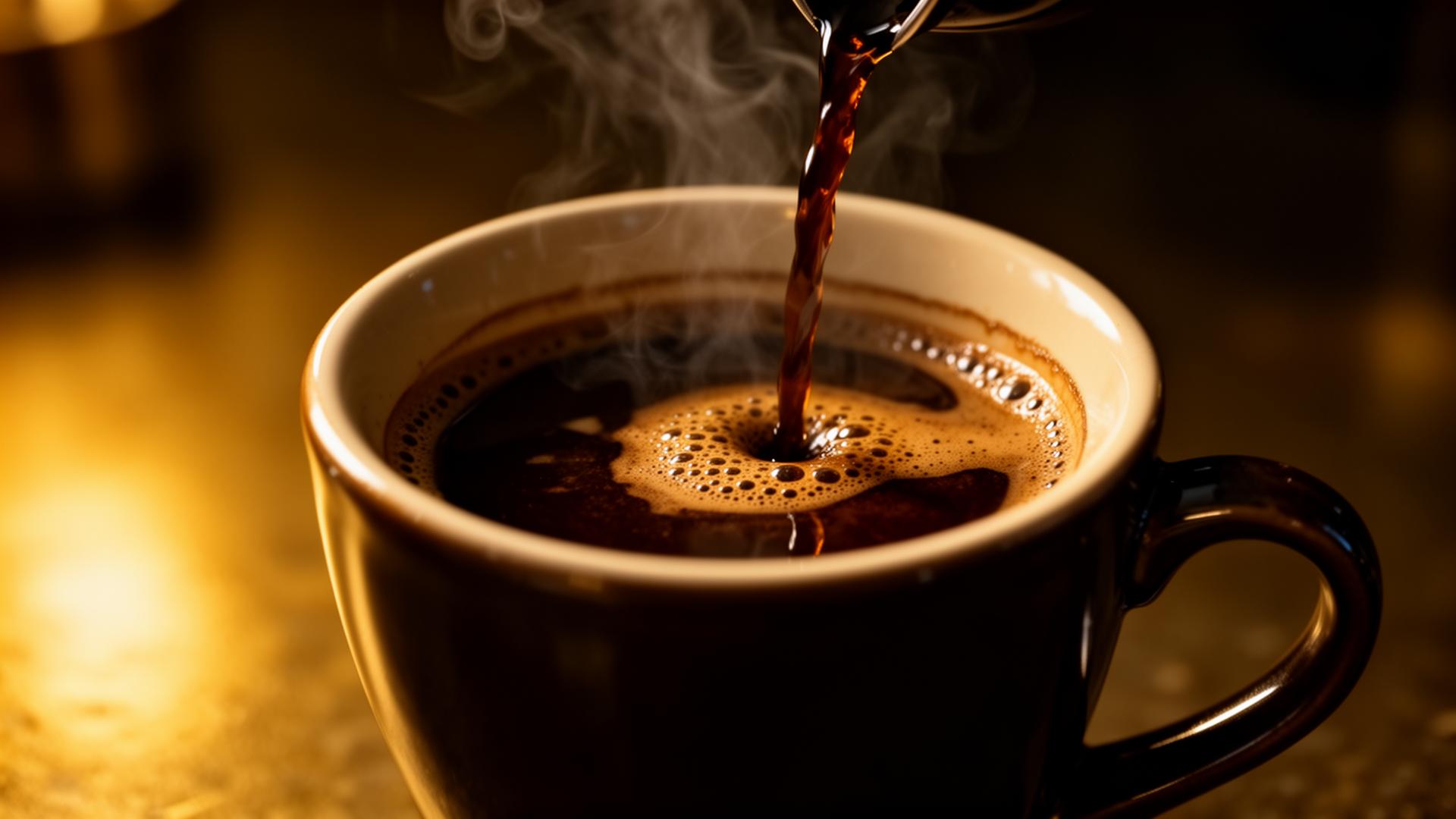 Espresso artesanal siendo servido en una taza de cerámica
